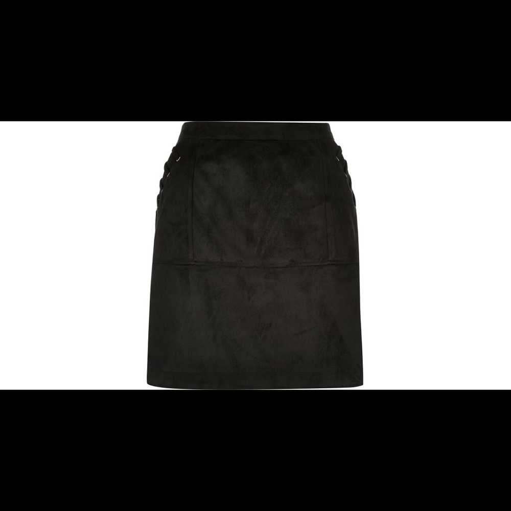 RiverIsland BLACK FAUX SUEDE WHIPSTITCH MINI SKIRT